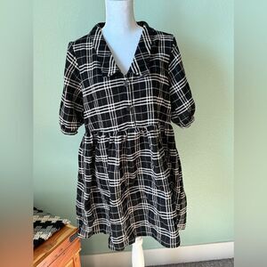 Francesca's Collections Black and White Plaid Dress